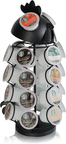 Miniatura 16 de Made Easy Kit - Organizador de almacenamiento en carrusel de 360 cápsulas de café, compatible con cápsulas Keurig K-Pods K-Cups, organizador de Gato