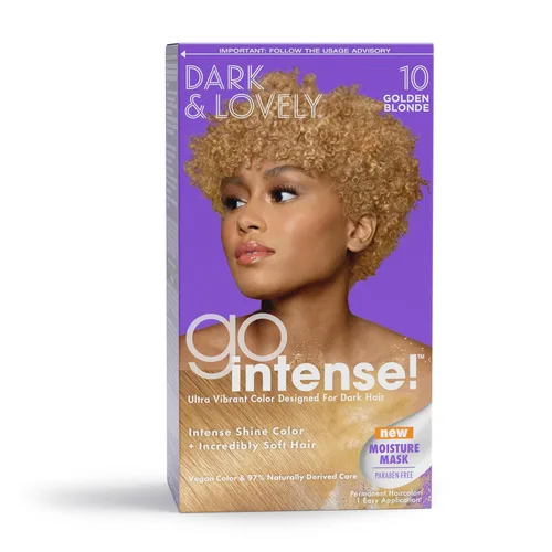 SoftSheen-Carson Dark and Lovely Tinte Permanente Ultra Vibrante para el Cabello Go Intense con Aceite de Oliva para Brillo y Suavidad, Rubio Dorado