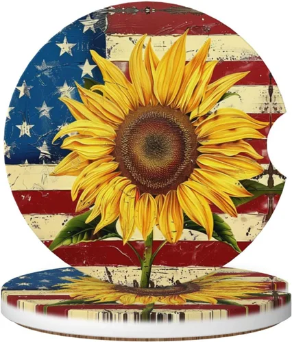 Miniatura 14 de 2 posavasos para automóvil, pintura de árbol de oso, base de corcho antideslizante, diseño de ranura, ajuste universal, cerámica, marrón