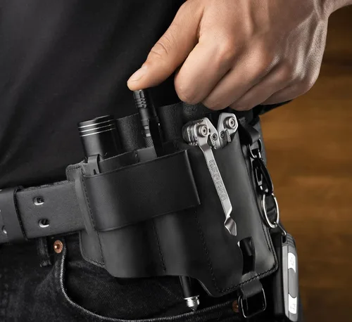 Miniatura 3 de Funda EDC multiherramienta para cinturón - Funda compacta para cuchillo y linterna para uso diario - Funda Leatherman para hombres - Organizador
