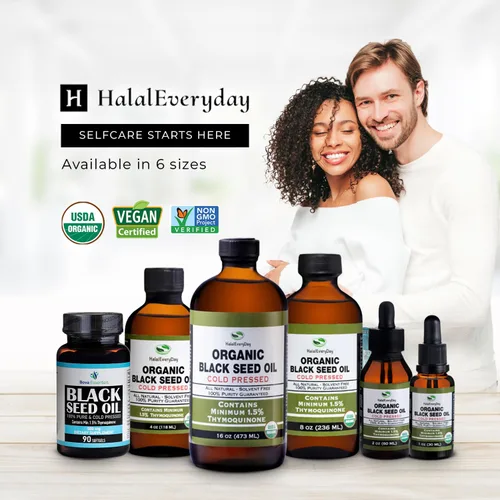 Miniatura 6 de HalalEveryDay Aceite de semilla negra orgánico – Certificado USDA, botella de vidrio prensado en frío de 16 onzas – Más de 1.5% timoquinona turca