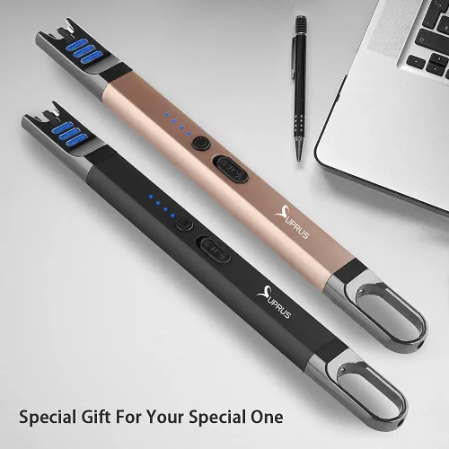 Miniatura 5 de SUPRUS Encendedor de velas eléctrico de arco, resistente al viento, sin llama, recargable por USB, con luz LED, para velas, camping, barbacoa