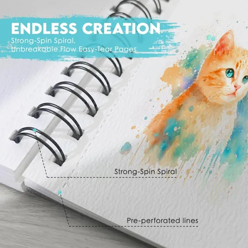 Miniatura 2 de KOVIEDE Bloc de papel de acuarela 100% algodón, 30 hojas de 7 x 10 pulgadas, encuadernado en espiral, 140 libras/10.58 oz/m², cuaderno de bocetos