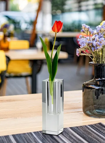 Miniatura 3 de Serene Spaces Living Jarrón cuadrado pequeño y moderno de cristal, florero decorativo para centros de mesa de boda, eventos, fiestas, detalles