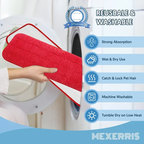 Miniatura 3 de 7 Almohadillas Reutilizables para Trapeador Swiffer PowerMop - MEXERRIS Almohadillas de Microfibra Húmeda para PowerMop Repuestos Lavables a Máquina