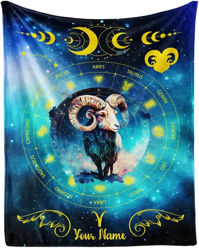Miniatura 8 de Manta del zodiaco Tauro, manta de franela de 50 x 40 pulgadas, manta de franela con temática de astrología y estrellas y vibrante, manta suave