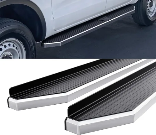 Miniatura 4 de HD Ridez Estribo de estilo plano pulido compatible con Ford Ranger SuperCrew Cab 2019-2023 de 4 puertas (barras laterales de escalones laterales)