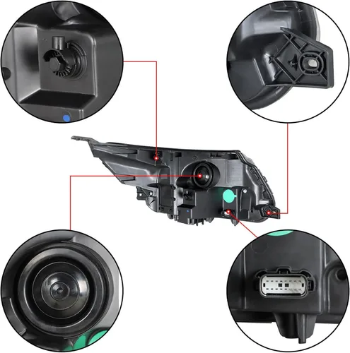 Miniatura 5 de munirater Paquete de 1 conjunto de faros delanteros con bisel negro DRL de repuesto para el lado del conductor para Explorer 2016-2018