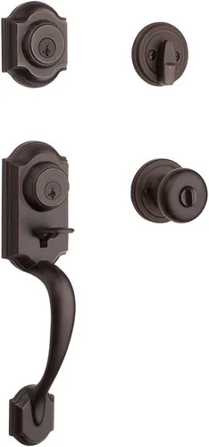 Miniatura 11 de Kwikset SmartKey Montara Juego de manijas de un cilindro con picaporte Juno en latón pulido, 95530-018 Níquel satinado