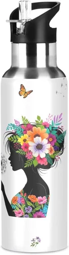 Miniatura 8 de Colorful Flowers Stainless Steel Water Bottle 20 Oz, BPA-Free Sport Water Bottle Leakproof Water Bottles