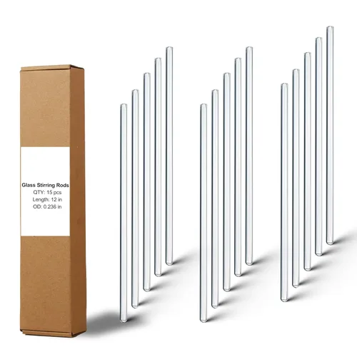 Miniatura 9 de Paquete de 15 varillas mezcladoras de vidrio: Diámetro 0.196 pulgadas, longitud 8 pulgadas, varillas de vidrio para agitar de vidrio borosilicato