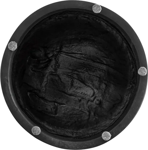 Miniatura 7 de Mesa auxiliar de hormigón negro, mesas auxiliares redondas pequeñas de 13.8 pulgadas, base de tambor con diseño acanalado, mesa auxiliar decorativa