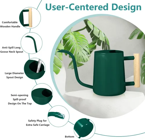 Miniatura 6 de Regadera para plantas de interior, 35 onzas, pequeña regadera de metal de acero inoxidable para interiores, moderna maceta decorativa con boquilla