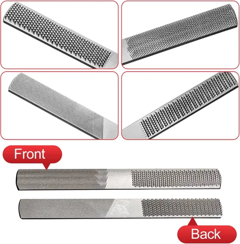 Miniatura 5 de Juego de Cepillo Curvo Ajustable 2 piezas Cepillo Curvo 4 piezas Cuchilla de Metal y Lima de Madera de 4 Vías, Cepilladora Manual con Base Plana