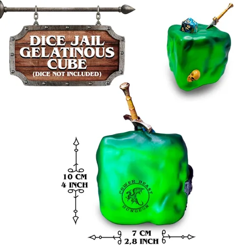 Miniatura 2 de DND Dice Cárcel Gelatinous Cube, Dados Cárcel Prisión, Time Out Gelatinous Cube, Castiga tus dados poliédricos, D&D, Dungeon Master, Dungeons and