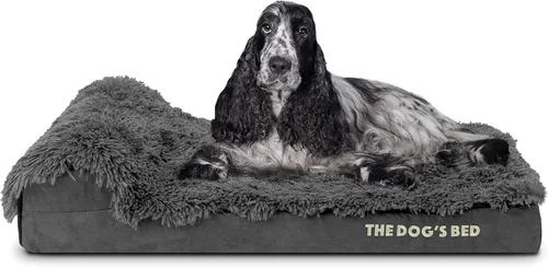 Miniatura 49 de The Dog's Bed - Cama Ortopédica para Perros con Reposacabezas XL Negra de Felpa, Espuma Viscoelástica, Alivio del Dolor para Artritis, Displasia