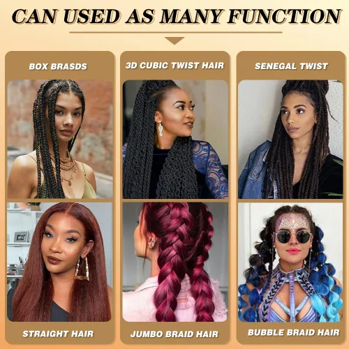Miniatura 7 de Extensiones de pelo para trenzar, para fácil trenzado profesional, no causa comezón , fibra sintética tejida, trenzas de textura Yaki, extensiones