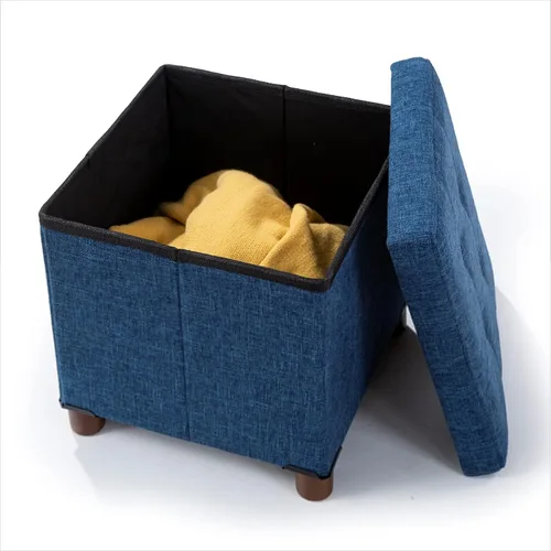 Miniatura 10 de banco otomano de almacenamiento de 30 pulgadas, banco de almacenamiento con patas de madera para reposapiés de otomana en la sala de estar, tapa