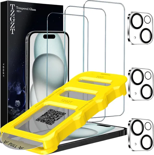 Miniatura 10 de TZGZT [True 9H+ Irrompible] Paquete de 3 para Protector de Pantalla iPhone 13 Película de Vidrio Templado, con Paquete de 3 Accesorios Protector