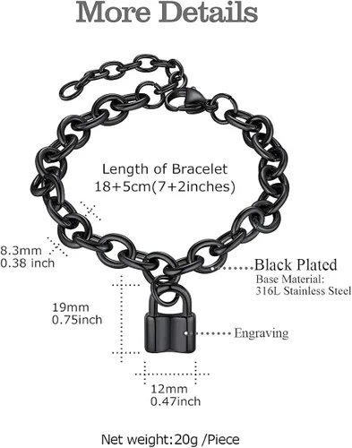 Miniatura 5 de FOCALOOK Pulseras de cadena de eslabones para mujer pulseras personalizables chapadas en oro de 18 quilates pulsera con dije de bloqueo de cadena