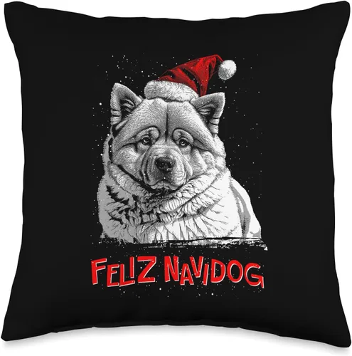 BCC Chow Chow Shirts & Asian Dog Lover Gifts Chow Santa Claus Hat Merry Christmas X-Mas Dogs Throw Pillow, 16x16, Multicolor