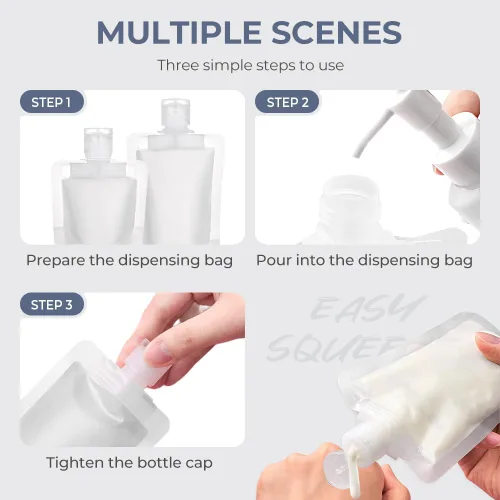 Miniatura 4 de 15 bolsas portátiles de embalaje de maquillaje líquido de viaje, bolsas portátiles 2025 para artículos de tocador, accesorios de viaje recargables