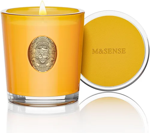 Miniatura 7 de M&SENSE Vela de soja natural, marrón Santal, 10.2 onzas, quema 55H, vela perfumada de lujo para relajación, regalo, decoración del hogar, para Lichi