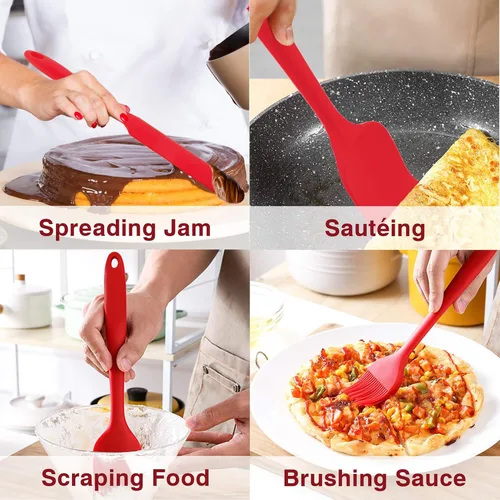 Miniatura 4 de P&P CHEF - Juego de 7 espátulas de silicona resistentes al calor, juego de utensilios de cocina para cocinar antiadherentes, mezcla de hornear