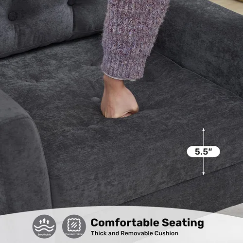 Miniatura 6 de Silla decorativa para sala de estar, silla de lectura moderna de mediados de siglo, sillón tapizado con respaldo copetudo y patas de madera, sofá