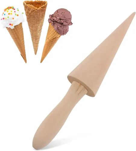 Miniatura 9 de Molde de cono de helado, molde de madera reutilizable para cuernos de crema de 9.1 pulgadas, rodillo de pizza para gofres para cocina, cocinar