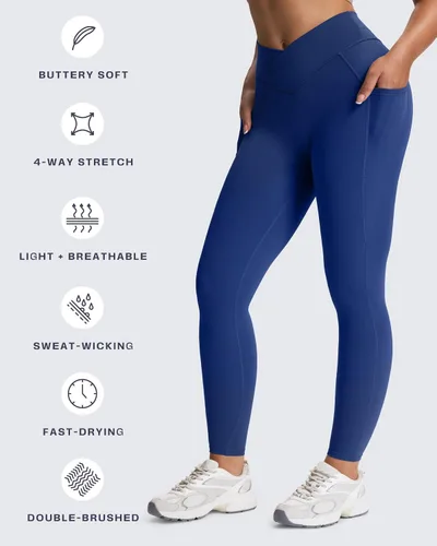 Miniatura 65 de Aoxjox Trinity - Pantalones de yoga de cintura alta con bolsillos para mujer, control de abdomen, cintura cruzada, leggings de entrenamiento suaves