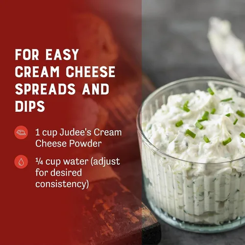 Miniatura 6 de Judee's Queso Crema en Polvo - 11.25 oz - Delicioso y 100% Sin Gluten y Apto para Keto - Ideal para Salsas, Untables y Horneado - Hecho de Queso