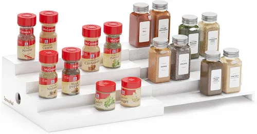 Miniatura 10 de SpaceAid Organizador de especias de bambú para gabinete, despensa de cocina, estante de almacenamiento de especias para organización de gabinetes