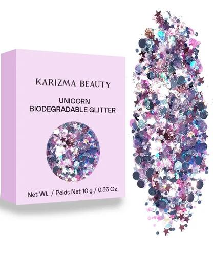 Unicorn Strobe Biodegradable Chunky Glitter // KARIZMA Beauty for Face and Body Bio Eco Festival Sparkles 0.35 oz Unicornio
