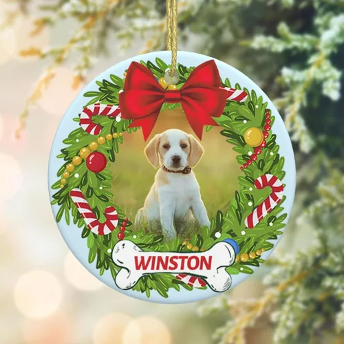 Miniatura 9 de Adorno conmemorativo personalizado para perro, 2025, con imagen de perro, foto y nombre, adornos para árbol de Navidad, regalo personalizado