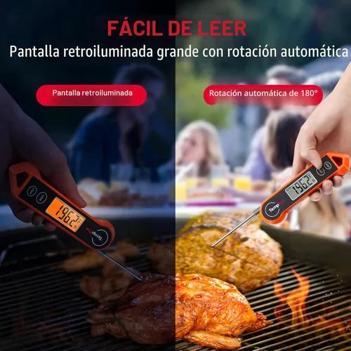 Miniatura 3 de Termómetro digital de carne ThermoPro TP19H resistente al agua para asar a la parrilla con retroiluminación ambidiestra y sensor de movimiento