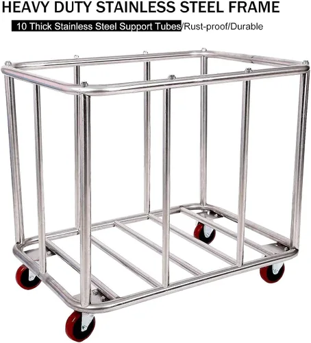 Miniatura 5 de 12 Bushels - Carrito de lavandería para comercial/hogar, cesta de lavandería grande de acero inoxidable con ruedas, para hotel, escuela, lavandería