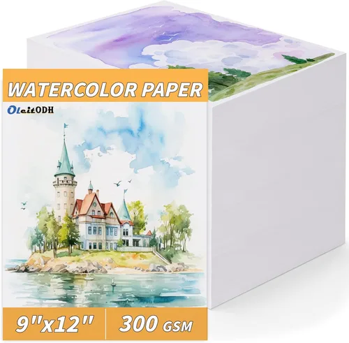 150 hojas de papel de acuarela 100% algodón a granel, papel de arte de 140 libras/300 GSM, papel de pintura y manualidades de 9 x 12 pulgadas,