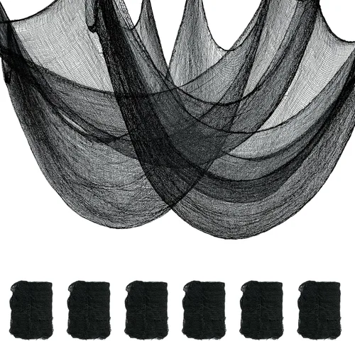 Miniatura 9 de Xgunion Tela espeluznante de Halloween, 6 piezas de 30 x 72 pulgadas, tela de gasa espeluznante y espeluznante para Halloween, decoración de 2