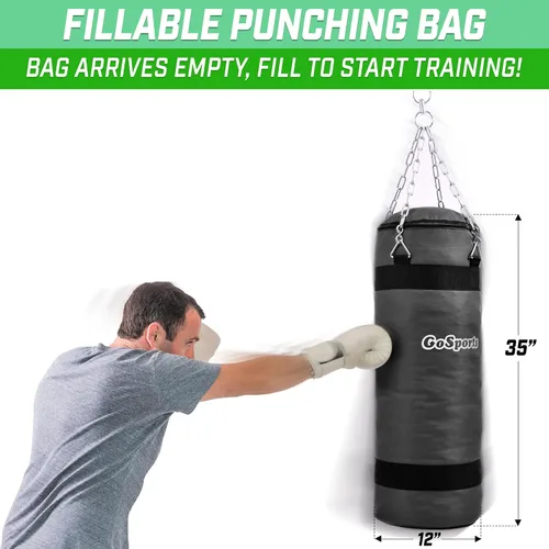 Miniatura 3 de Bolsa de golpeo rellenable GoSports para entrenamiento - Ideal para boxeo, MMA, Muay Thai y más, llénala con ropa y trapos