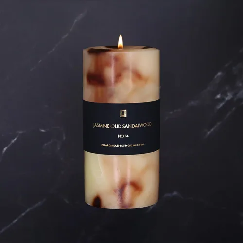 Miniatura 2 de Lulu Candles - Jazmín, Oud y sándalo (vela de pilar de 3 x 6 pulgadas) - Velas de alta calidad altamente perfumadas en caja para regalo