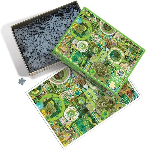 Miniatura 2 de Cobble Hill - Rompecabezas de 1000 piezas, colección Rainbow: verde, póster de muestra incluido