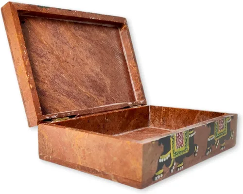 Miniatura 2 de Hashcart - Joyero decorativo, diseño de elefante con caja de mármol (6.0 x 4.0in)