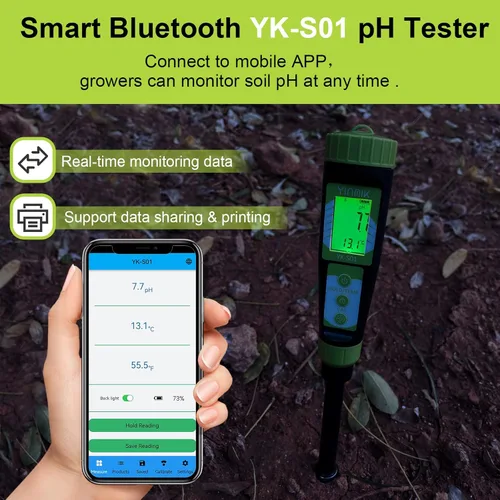 Miniatura 5 de YINMIK Medidor Digital de pH del Suelo para Jardineros, Probador de pH Directo del Suelo para el Cuidado de Plantas, Mide el pH de Solución, Tierra