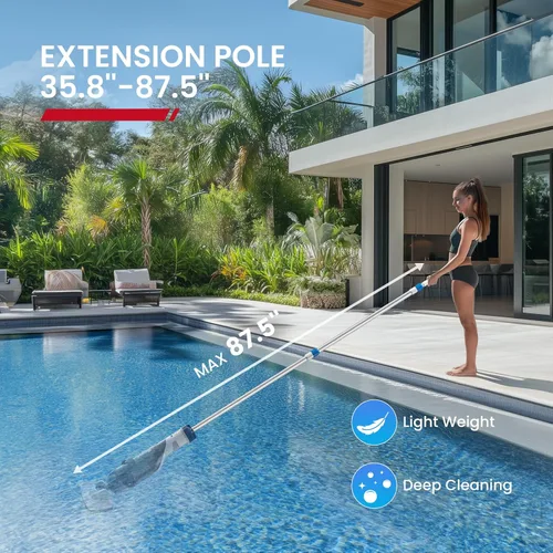 Miniatura 6 de ENHULK Aspiradora de piscina para piscina sobre el suelo, cabezal mejorado de 13.4 pulgadas de ancho y poste telescópico, potente succión de 18.5