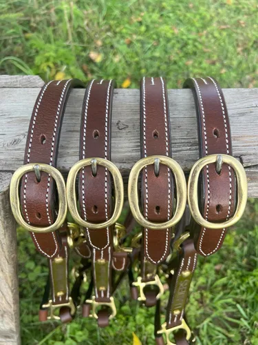 Miniatura 9 de Leaders - Cabestro de cuero para caballos con placa de nombre grabada personalizada para caballo
