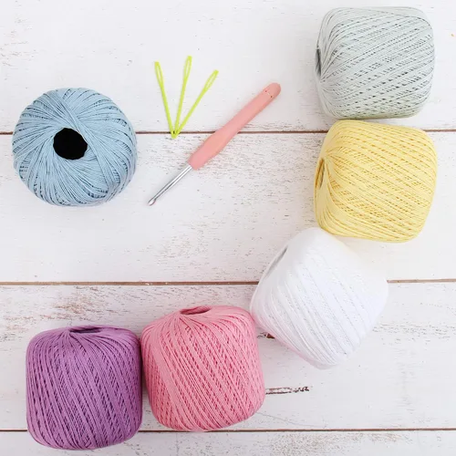 Miniatura 10 de Threadart - Juego de hilos de ganchillo de algodón 100% puro, tamaño 3, colores de ambiente de playa, cuatro bolas de 1.76 oz