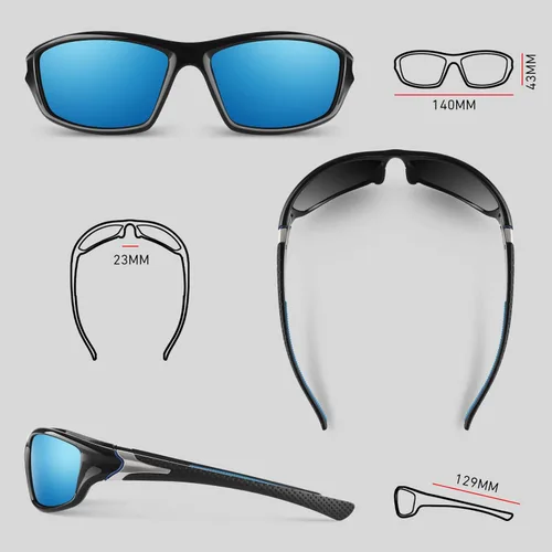 Miniatura 3 de WEAROYO - Gafas de sol polarizadas deportivas para hombres y mujeres, gafas de pesca y conducción rectangulares, protección UV400 C Negro Azul