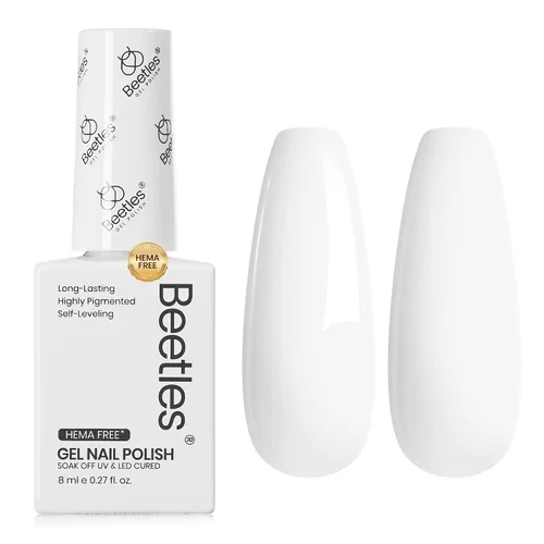 Miniatura 8 de Beetles - Esmalte de uñas de gel ultravioleta semipermanente sin HEMA de alto brillo para manicura francesa y arte de uñas, frasco a juego, blanco
