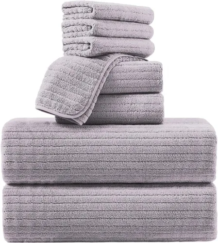 Miniatura 14 de Mistyrose Toalla de diseño acanalado (verde, toallas de baño de 4 piezas)
